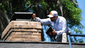 Max Parigi performing a chimney inspection